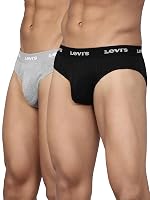 Levi’s 002 Classic Brief for Men | 100% Pure Cotton | Solid | Durable Comfort | Breathable Men’s Underwear | Anti-roll Waistband | Extra Supportive Gusset | Dual Layer 3D Pouch | Pack of 2