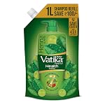 Dabur Vatika Health Shampoo – 1 L (Refill Pouch) | With 7 Natural Ingredients | For Smooth, Shiny & Nourished Hair | Repairs Hair Damage, Controls Frizz | For All Hair Types | Goodness of Henna & Amla