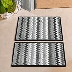 Cortina Microfiber Striped Design Anti-Skid Bath Mats | Soft & Super Absorbent Mats for Shower | Washable, Non-Slip & Quick-Drying Mats, 40×60 CM | Pack of 2 (Black)