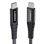 Ambrane Type-C to Lightning USB Cable, 22.5W Fast Charging, 480Mbps Data Sync Cable Compatible with iPhone, iPad, Macbook, iMac, AirPods, 1.25m (ABTL-125 Black)