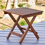 Handmade Wooden Outdoor Adirondack Natural Brown Foldable Coffee Table, Patio End Table for Poolside Garden, Living Room, Bedroom, Small Spaces (Square) 13 Inch