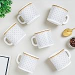 Larah by BOROSIL 180ml x 6pc Opalware Kosmia Tea/Coffee Mug Set, Microwave & Dishwasher Safe Embossed Design Crockery Set Ideal for Daily Use & Gifting