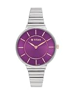 Titan Aura Quartz Analog Purple Dial Stainless Steel Strap Watch for Women-95245KM01