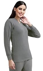 Alfa Womenâs V-Neck Full Sleeves Thermal Top | Soft Cotton Winter Wear Inner Top for Cold Weather Protection