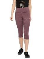 Macrowoman W-Series Active Yoga Capris for Women with High-Rise Poly Cotton Stretch with Flat Waistband and Chafe-Free Fit