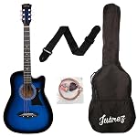 Juarez Lindenwood Acoustic Guitar Kit, JRZ38C/TBS 38 Inches Cutaway, 38C With Bag, Strings, Pick And Strap, TBS Transparent (Blue Sunburst)