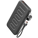 Ambrane 10000mAh Slim & Compact Powerbank with in-Build Type C Cable, 22.5W Fast Charging, USB & Type C Output, Power Delivery, Quick Charge for iPhone, Android & Tablets, Earbuds, (Stylo N10,Black)
