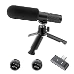 pTron KWM4 3in1 Wireless AI-Noise Cancellation Microphone, 2.4GHz, 360Â° Sound Capture, 80m Range, 40hrs Battery, Reverb Mode, Type-C Receiver, Magnetic Clip-on Mic for Interviews & Vlogging (Obsidian)