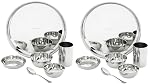 Solimo Dinner Set| Stainless Steel | Set of 6 | Solid Mirror Finish | Silver (Pack of 2)