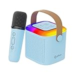 pTron Newly Launched Fusion Tunes 10W Mini Bluetooth Speaker with Wireless Karaoke Mic, 8Hrs Playtime, Vivid RGB Lights, Voice Effects, Multi-Play Modes BT5.1/TF Card & Type-C Charging Port (Blue)