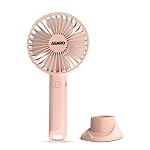 AGARO Elite Rechargeable Mini Fan, 4 inches, Lithium-Ion with 2000 mAh Battery, 3 Speed Option and Table Dock Fan for Home, Kitchen, Office Desk, High Speed, Pink