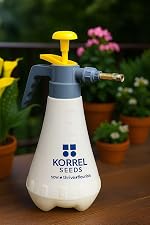 1 Litre Heavy-Duty Garden Pressure Sprayer, White and Red Compression Pump with Adjustable Brass Nozzle, Hand Held Mist Spray Bottle for Plants, Cleaning, Sanitising