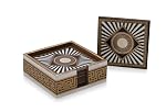 Attro Coaster 6Pcs Square Wooden Coaster Set for Room DÃ©cor, Office, Tea, Coffe and Drink – 6pcs Spiral Black