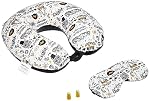 Amazon Basics 100% Memory Foam Travel Neck Pillow with Eye Mask and Ear Plugs Combo|Ergonomically Designed for Ultimate Comfort, Perfect for Air, Car, Train, Bus Travel- Travel Wonder, Standard Size