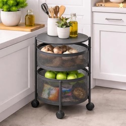 HomeWiz Round Kitchen Rack 2- Layer | Lifetime Usage Heavy Duty Steel