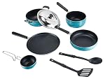Tosaa Popular Nonstick Cookware 8 Pcs Gift Set Amber Includes 1 -Flat Tawa, 1- Kadhai, 1 -Frying pan, 1- Sauce pan, 1 – Tadka pan, 1 – Stainless Steel Lid, 2 – Spatula