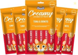 Creamy Lickable Cat Treats (75g x 5 Pouches) Total 375g | Tuna & Bonit