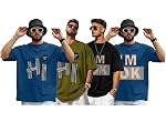 AUSK Mens Loose Fit Oversized Printed Cotton T-Shirts Half Sleeve Drop Shoulder Men Tshirt
