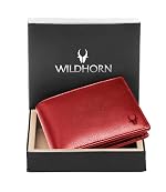 WildHorn Wallet for Men Leather Original, Mens Wallet, Leather Wallets for Men Stylish, Bi-Fold Wallets for Man, 9 Card Slots, Secret Card Slots, Coin Pocket, Gift for Mens (Red)