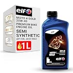 ELF – Moto 4 Gold 20W-40 | API SN, JASO MA2 | Semi- Synthetic Bike Engine Oil | Anti-clutch Slippage formula – 1L