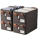 BOXJOY 4 Pcs Wardrobe Cloth Organizer for Storage Box with Label Card & Holder | Foldable Clothes Organiser with Steel Frame & Handle | Smart Jeans Kapde Closet Basket for Cupboard in Almirah Shelf