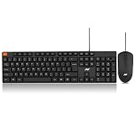 Ant MASTER15 Wired Keyboard and Mouse Combo, 104-Key Full-Size Silent Membrane USB Keyboard & 1000 DPI High-Precision Optical Mouse for Laptop/PC, Ergonomic Lightweight Design, Plug & Play â Black