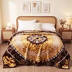 BSB HOME Double Bed Mink Blanket 1.5 Kg,Velvet Like Soft Plush Fleece Blanket,Warm Lightweight Winter AC Blanket,Skin Friendly Floral Blanket for Double Bed,78 x 75 Inches(198 x 190 cm) – Antique Gold