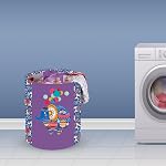 PrettyKrafts 45 Ltr Folding Laundry Basket for Clothes, Freestanding Laundry Hamper, Collapsible Clothes Hamper with Handles, Round Storage Basket for Clothes,Bedroom,Bathroom, Set of 1,Purple