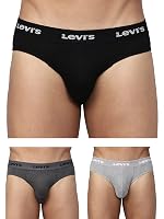 Levi’s 009 Neo Brief for Men | 100% Pure Cotton | Solid Men’s Underwear | Breathable | Branded Outer Elastic Anti-Roll Waistband | Extra Supportive Gusset | Dual Layer 3D Pouch | Tagless | Pack of 3