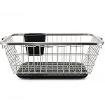 Solimo 3-in-1 | Large Stainless Steel Dish Rack with Plastic Drainer | Cutlery Holder & Handle | Utensil Basket & Kitchen Dish Drying Rack Organizer (Steel – Black)