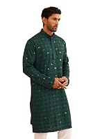 SOJANYA Men Cotton Rayon Regular Fit (Since 1958 Embroidered Sequinned Only Long Kurta