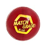 DSC Match Grade Cricket Leather Ball – Official Size & Weight 5.5oz Professional Match Ball, Alum Tanned 4-Piece Construction (Red, Pack of 1)