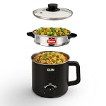 Glen Electric Kettle with Steamer 1.5L, 600W | Multipurpose Kettle for Tea, Coffee, Milk, Eggs, Soup & Noodles | Egg Boiler, Food Steamer, Dual Heat Settings, Auto Shut-Off SA9016 MCK