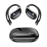 pTron Bassbuds Trendz Open Ear Wireless Earbuds, SafeBeats Design, HD Mics & TruTalk AI-ENC Calls, 45Hrs Playtime, App Support, 14.2mm Drivers, BT6.0 Headphones, Type C Charging & IPX5 (Pearl Black)