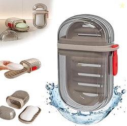 Plastic Wall Mounted Double Layers Soap Dish Saver with Drain Tray, Ad