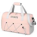 Storite Travel Duffel Bag with Shoe Compartment, Pink, 48.5×17.5×27 cm