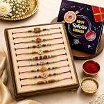 Combo of 10 Dora Rakhi Set for Brother, Bhaiya, Bhabhi for Rakhi/Rakshabandhan with Roli Chawal & Greeting Card | Premium Rakhi Hamper RKHMPR67