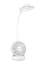 PHILIPS Anemo Rechargeable LED Table Lamp with Fan | 5W Bedside Dimmable LED Desklight with Gooseneck & 360 degree Flexibillity | 2200 mAh Battery with 2.5 hrs Backup