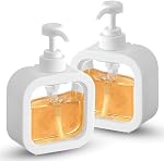 Multipurpose Liquid Soap Refillable Plastic Dispenser Hand Wash, Dish Wash, Shampoo, Conditioner, Shower Gel Lotion for Bathroom and Kitchen 300ml (Pack of 2) (White)
