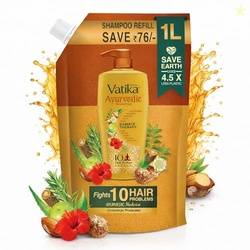 Vatika Ayurvedic Shampoo Refill Pouch - 1 L | Damage Therapy | Power o
