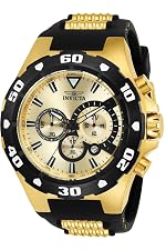 Invicta Silicone Pro Diver Analog Gold Dial Men Watch-24682, Silver Band