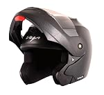 Vega Crux ISI Certified Flip-Up Helmet for Men and Women with Clear Visor(Black, Size:L)