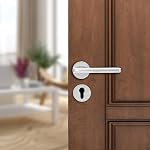 amazon basics Door Handle for Main Door | Main Door Handle |5.6 inch Length of Handle for Grip | Brass | crom Finish | Zinc Alloy