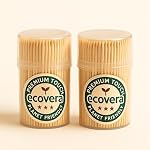 ECOVERA Wooden Toothpicks 500 Count (2 Pack) | Splinter-Free Natural Wood | Picks for Teeth, Charcuterie, Appetizers & Cocktails | Smooth Eco-Friendly Finish