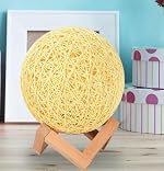 Quace 15CM 6 Led Rattan Ball Moon Lamp,Elegant Design for Beautiful Indoor Lighting in Bedrooms and Kids’ Rooms,Living Room Decor(Warm White 15cm)