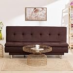 Da URBANÂ® 3 Seater Sofa for Living Room, Couch Sofa for Living Room (Velvet & Leatherette Brown)