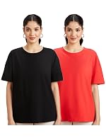 Symbol Women Cotton Stretch Oversized Fit Round Neck Half Sleeve T-Shirt (Available in Plus Sizes)