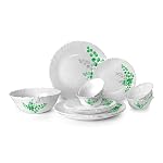 Cello Opalware Aqua Leaves Dinner Set, 13- Units, White
