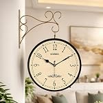 Amazon Brand â Solimo 10-Inch Vintage Station Analog Clock One Side Roman and Other Side Numeral Dial (Black with Brass Finish)