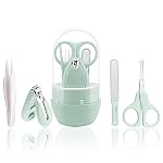 GLUNÂ® Baby Care Set, Capsule Shape Pack, 4-in-1 (Anti-Pinch Nail Clipper, Scissor, Nail File, Tweezer) Turquoise Colour Baby Manicure Set for Newborn, Infant & Toddler